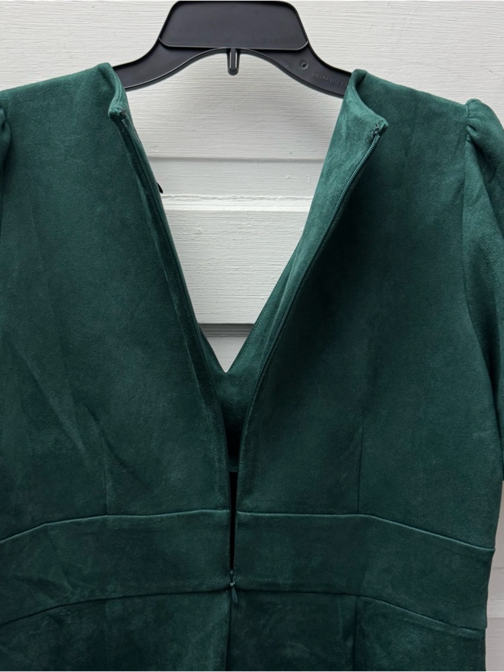 DKNY Emerald Green Sheath Dress Size 12 Puff Sleeve V Neck Career Chic - Picture 4 of 7